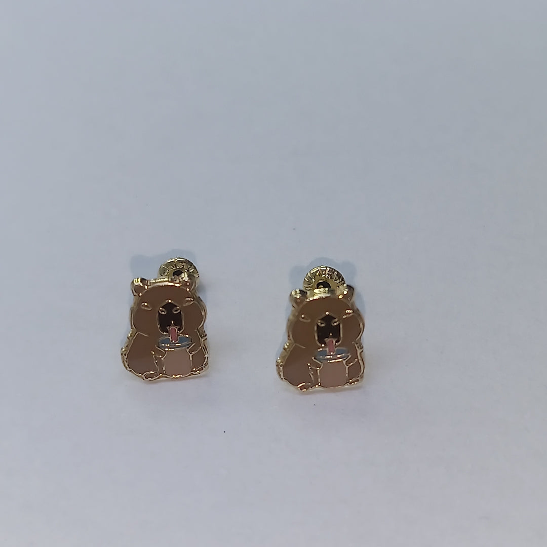 BROQUELES BROQUEL FIG CAPIBARA 14K 0.2657 GR (NUEVO)