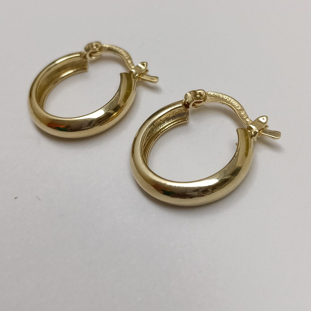 ARETES TEJIDO ARRACADAS LISAS 14K 2.1 GR (NUEVO)