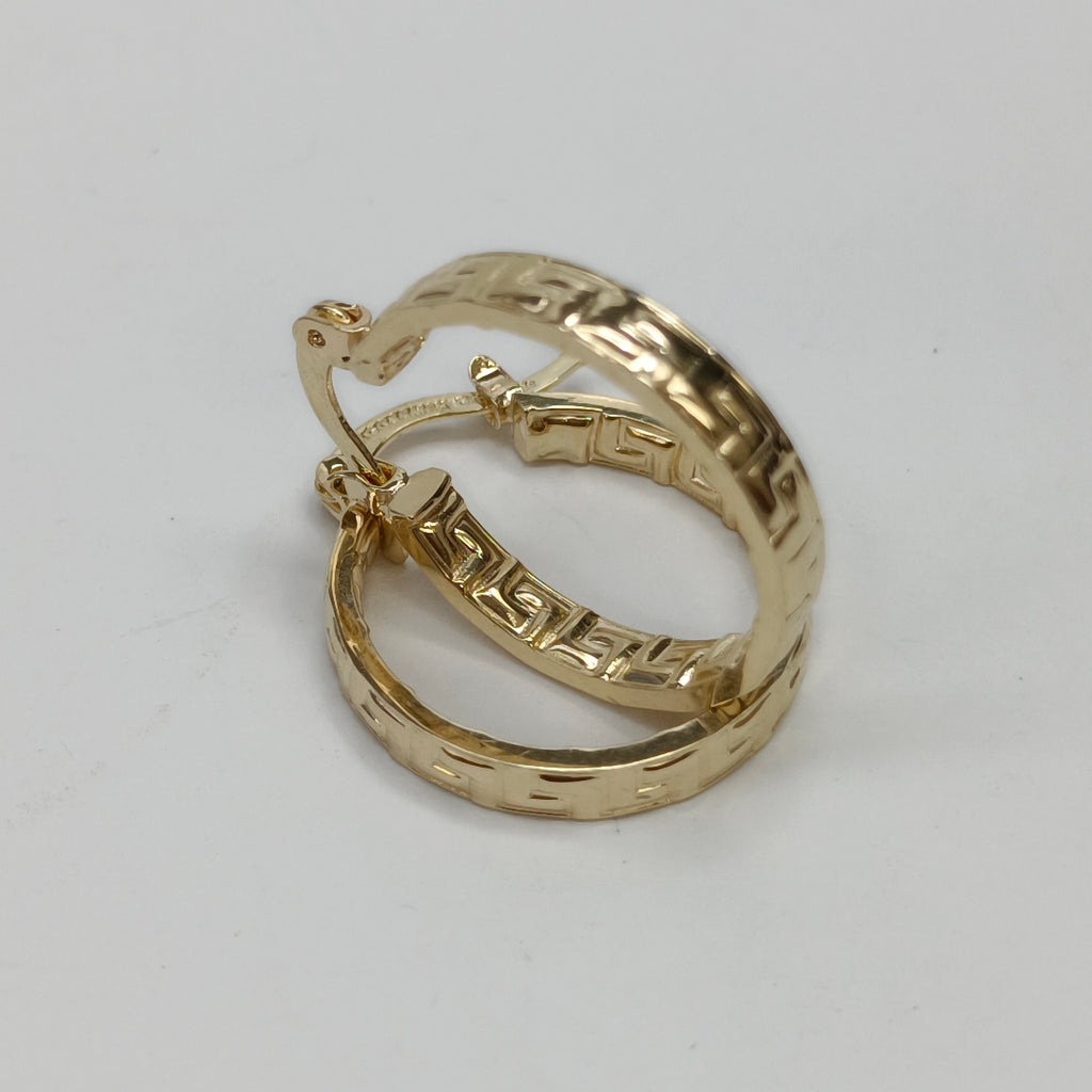 ARETES TEJIDO ARRACADAS TIPO GRECAS 14K 2.1 GR (NUEVO)