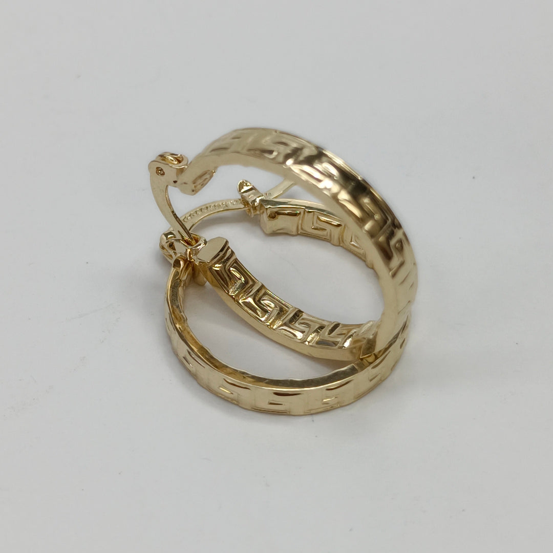 ARETES TEJIDO ARRACADAS TIPO GRECAS 14K 2.1 GR (NUEVO)