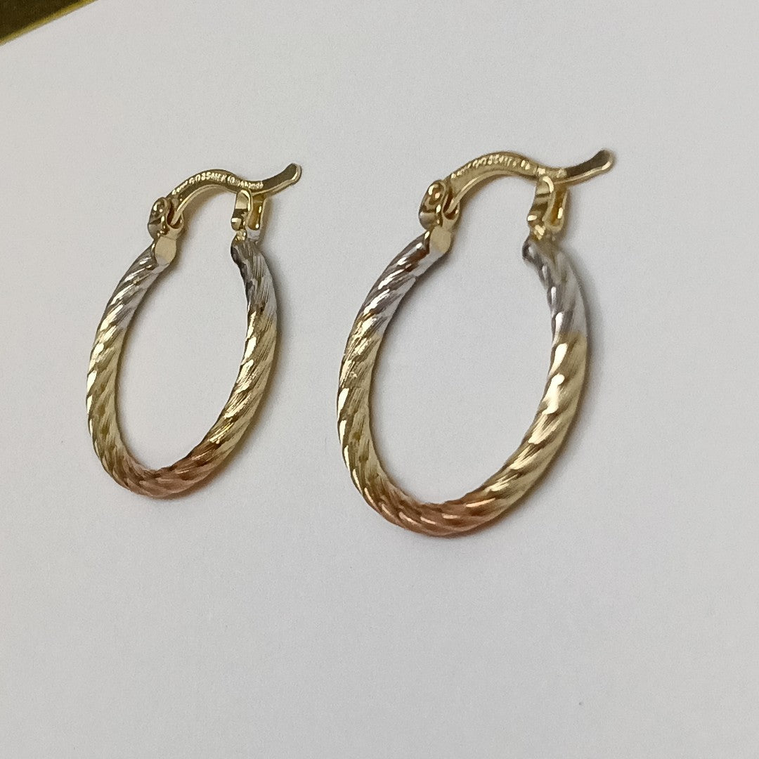 ARETES TEJIDO ARRACADAS TZL COMBINADAS 14K 1.8 GR (NUEVO)