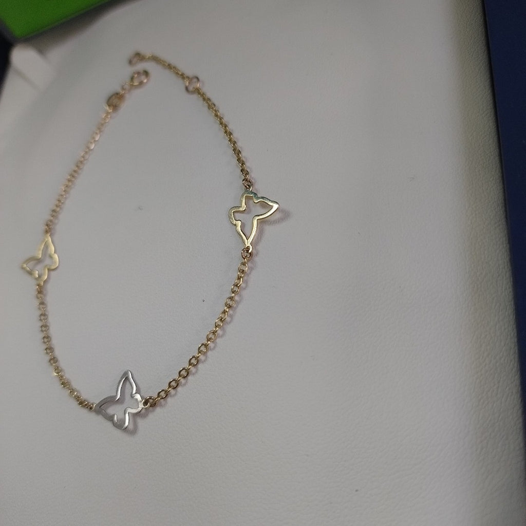 PULSERA ESPECIAL C MARIPOSAS 14K 18 CM 1.7 GR (NUEVO)