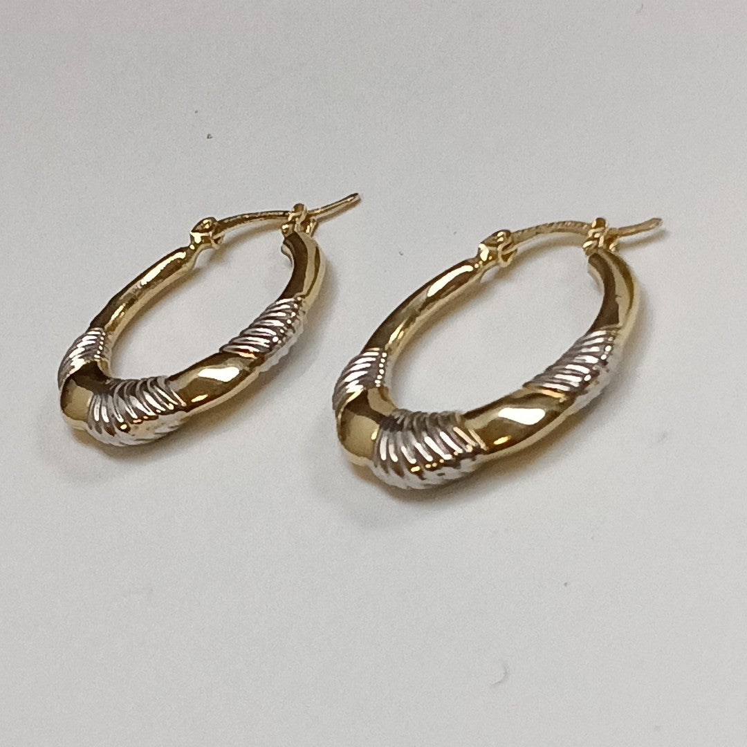 ARETES ARRACADAS HUECAS COMBINADAS 14K 2.6 GR (NUEVO)