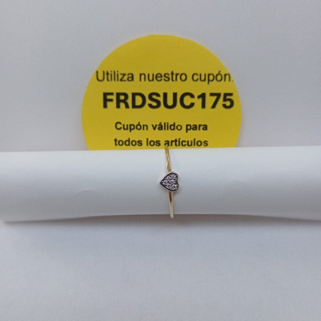 ANILLO ANILLITO CORAZON C CIRCONIA 14K 7 TALLA 0.8 GR (NUEVO)