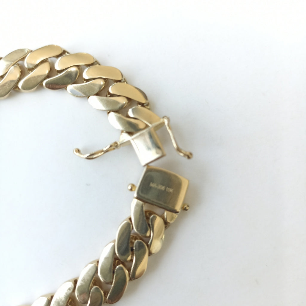 PULSERAS CABALLERO BARBADA AMARILLA ORO 10K 17.3 (NUEVO)