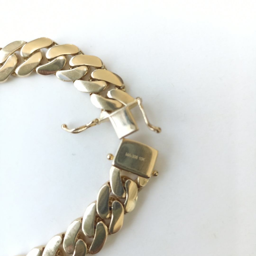 PULSERAS CABALLERO BARBADA AMARILLA ORO 10K 17.3 (NUEVO)