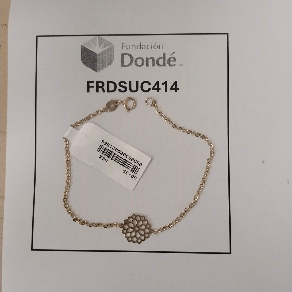 PULSERA TEJIDO ESPECIAL CON MANDALA 14K 18 CM 1.3 GR (NUEVO)