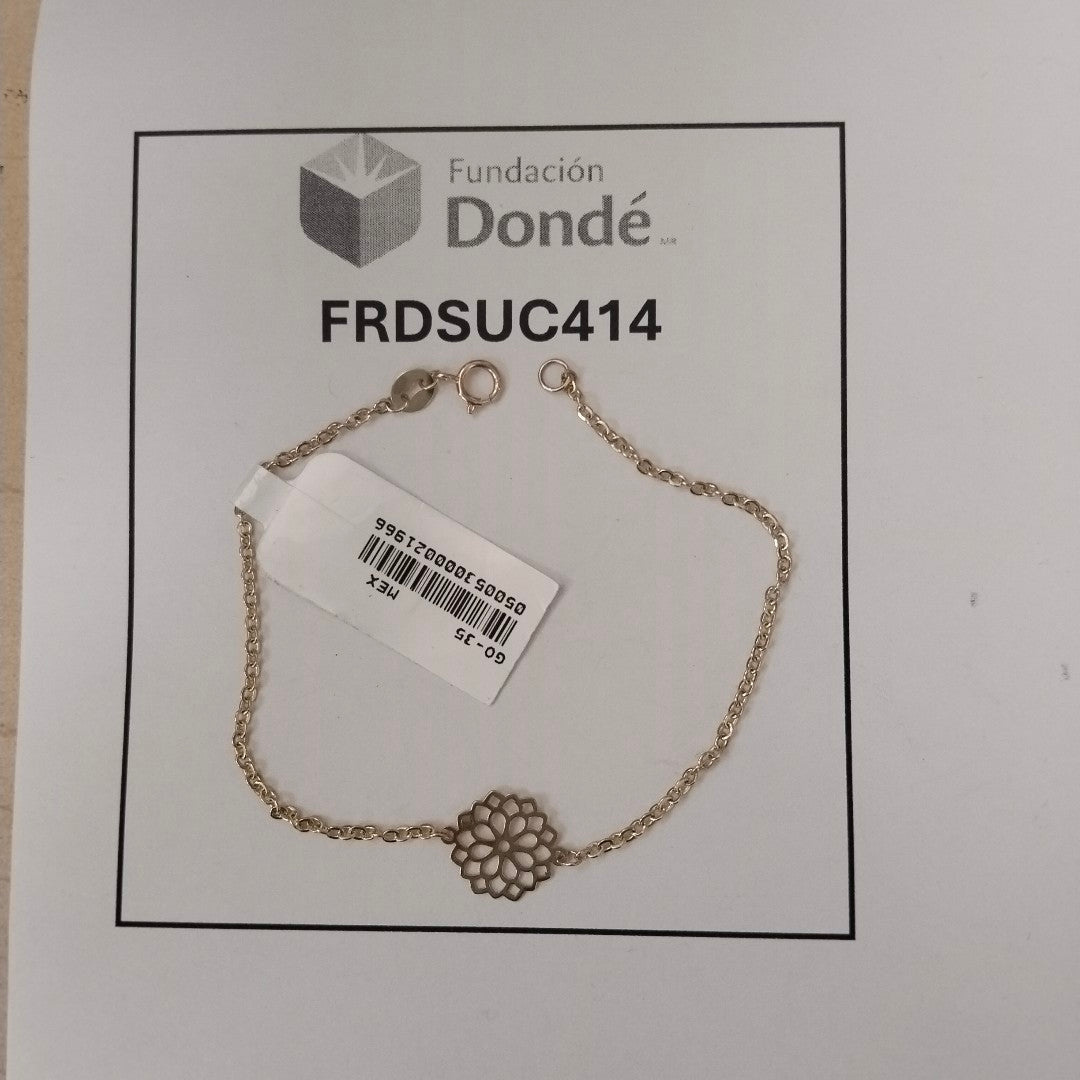 PULSERA TEJIDO ESPECIAL CON MANDALA 14K 18 CM 1.3 GR (NUEVO)