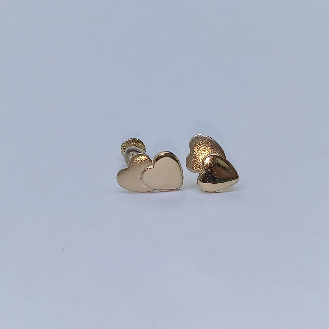 BROQUELES BROQUEL CORAZON DOBLE 14K 0.2171 GR (NUEVO)