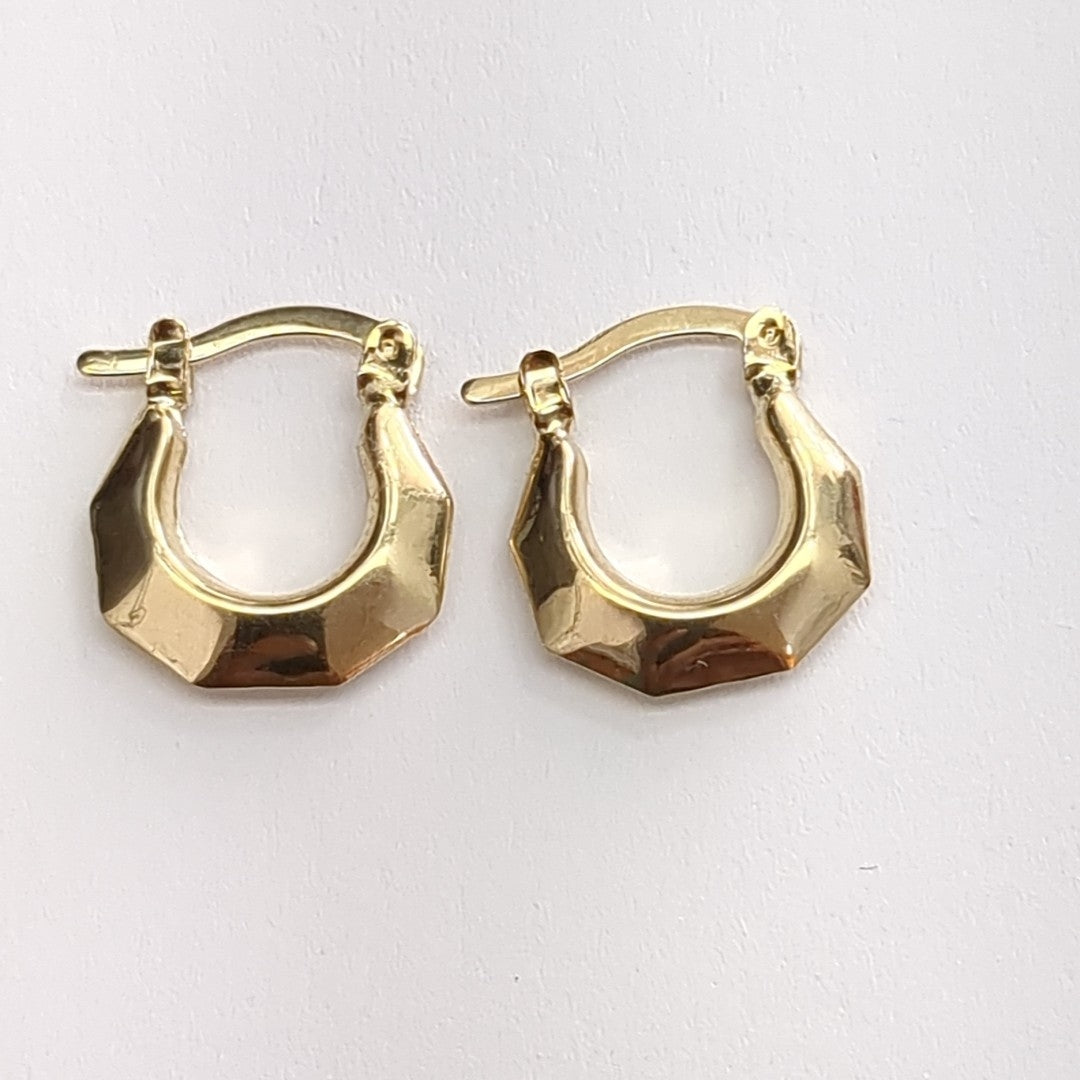 ARETES TEJIDO ARRACADA FACETADA 14K 1.3 GR (NUEVO)
