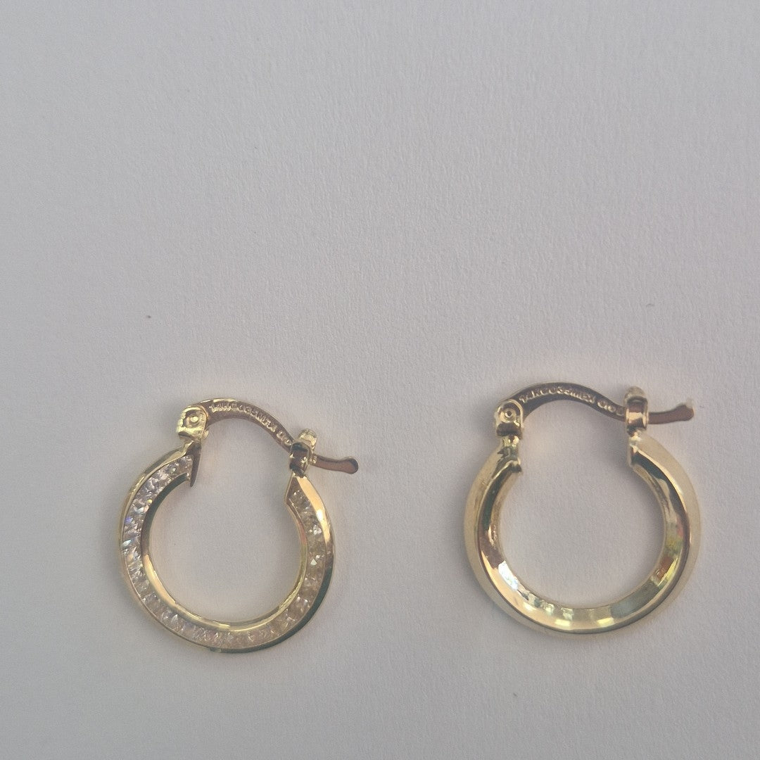 ARETES ARRACADAS CON CIRCONIAS 14K 2.4 GR (NUEVO)