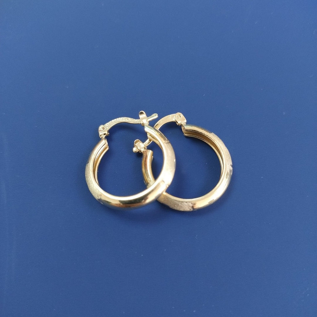 ARETES TEJIDO ARRACADA SATINADA 14K 2.5 GR (NUEVO)