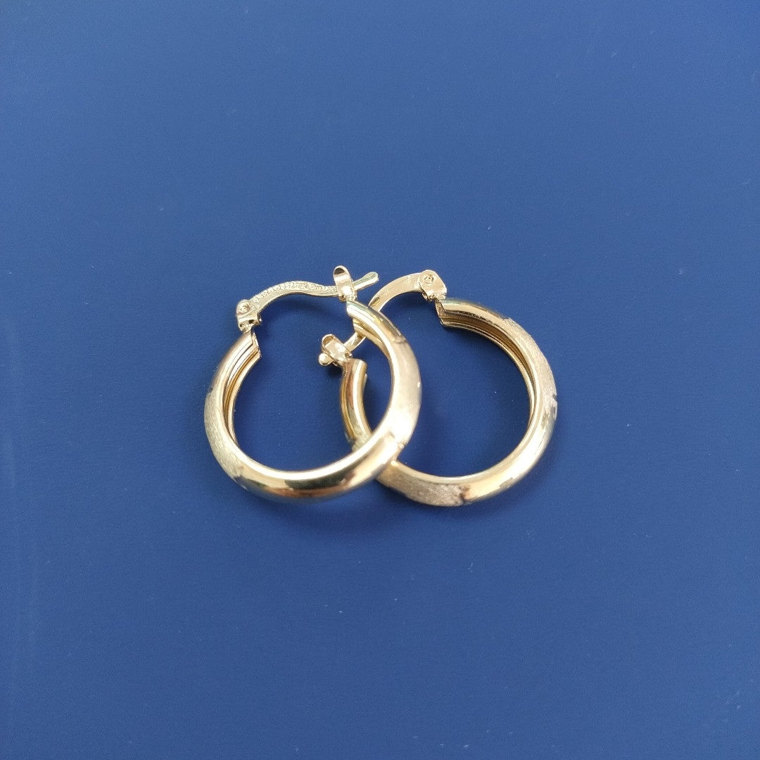 ARETES TEJIDO ARRACADA SATINADA 14K 2.5 GR (NUEVO)
