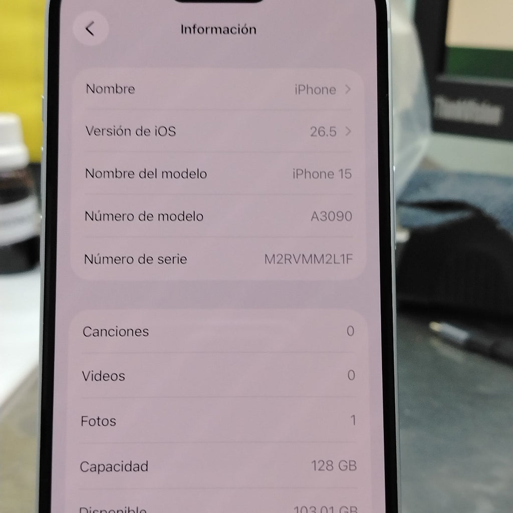 CELULAR APPLE IPHONE 15 A3090 128 GB 6 GB RAM (SEMINUEVO)