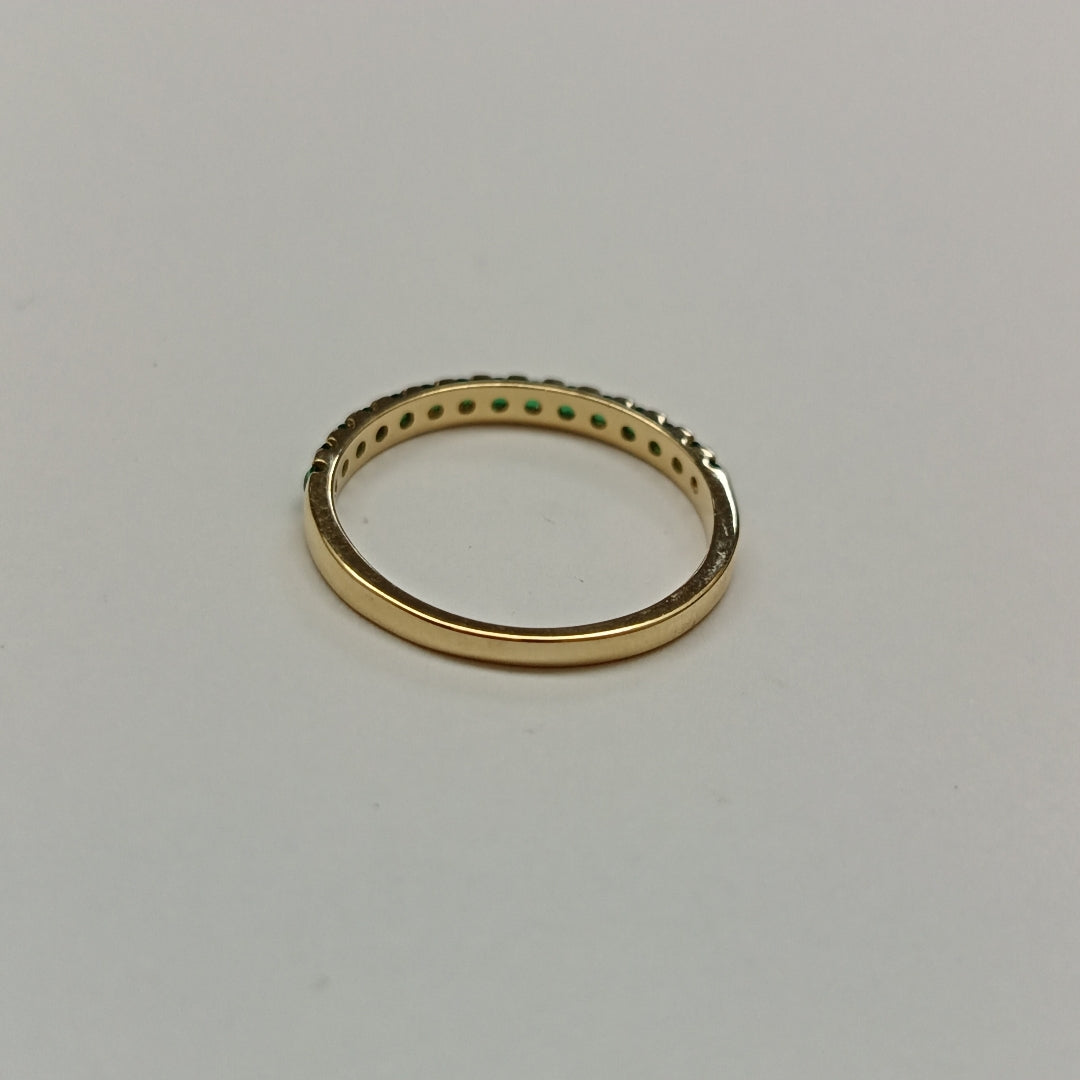 ANILLO ANILLITO MEDIA CHURUMBELA C PDRAS COLOR VERDE 14K 7 TALLA 1.5 GR (NUEVO)