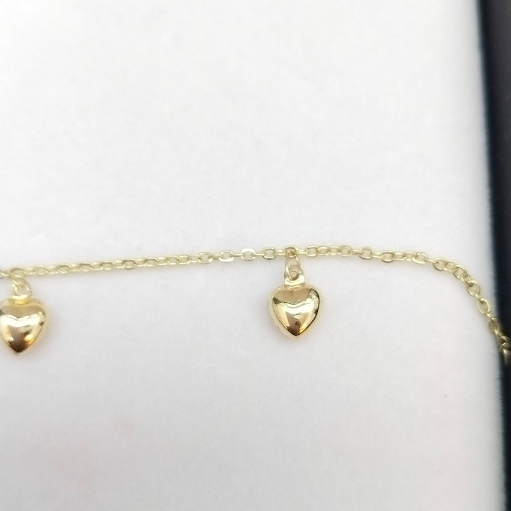 PULSERA ESP CON FIG CORAZONES 14K 18 CM 1.8 GR (NUEVO)
