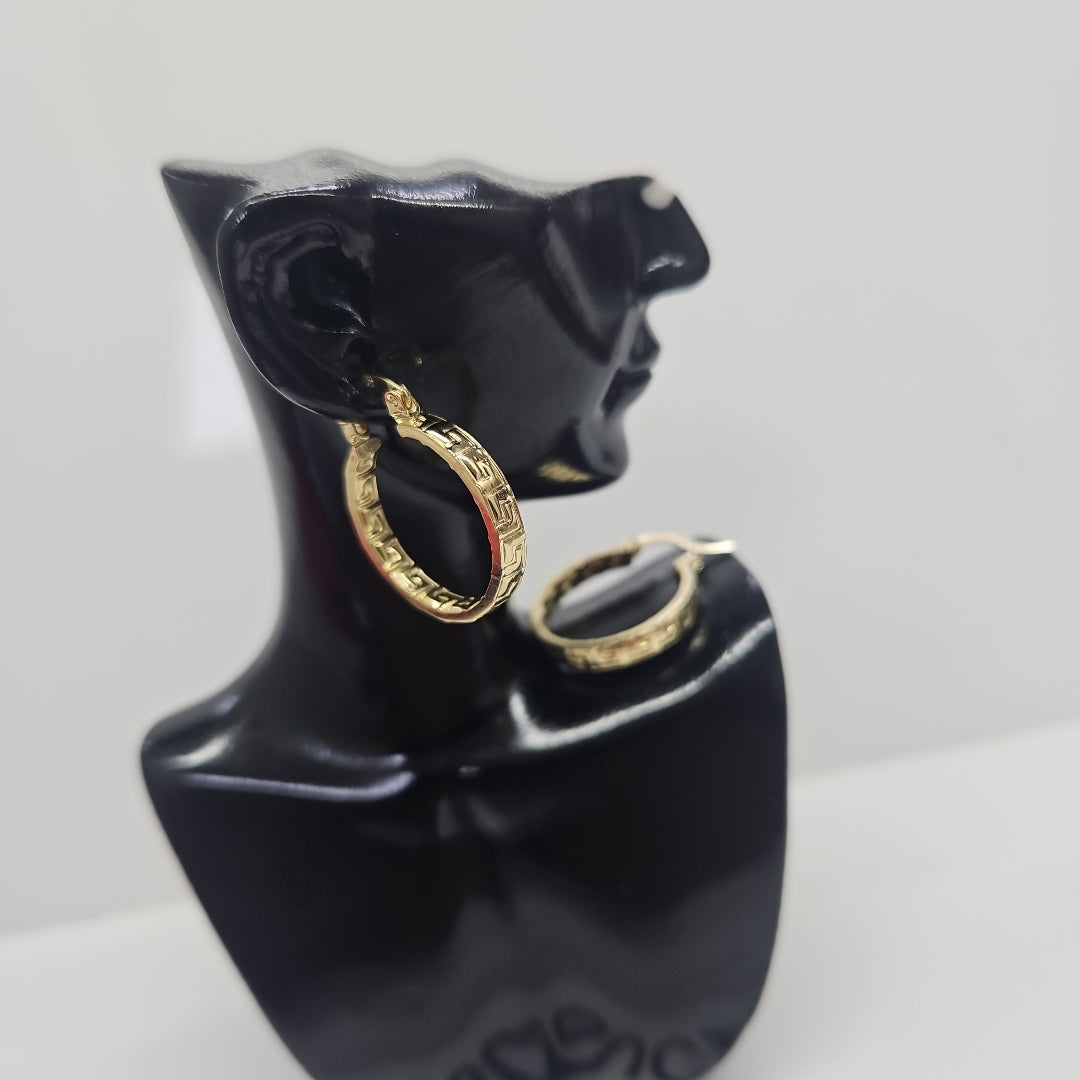 ARETES TEJIDO ARRACADAS TIPO GRECAS 14K 2.1 GR (NUEVO)