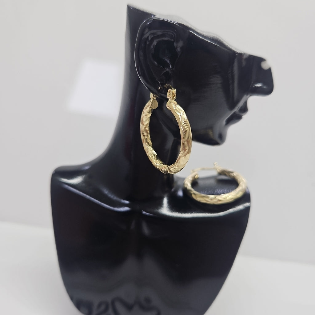 ARETES TEJIDO ARRACADA LABRADA 14K 2.7 GR (NUEVO)