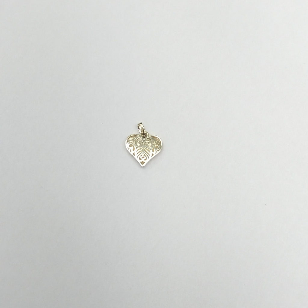 DIJE TEJIDO CORAZON LABRADO COMBINADO 14K 1.2 GR (NUEVO)