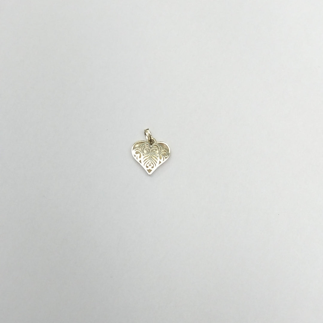 DIJE TEJIDO CORAZON LABRADO COMBINADO 14K 1.2 GR (NUEVO)