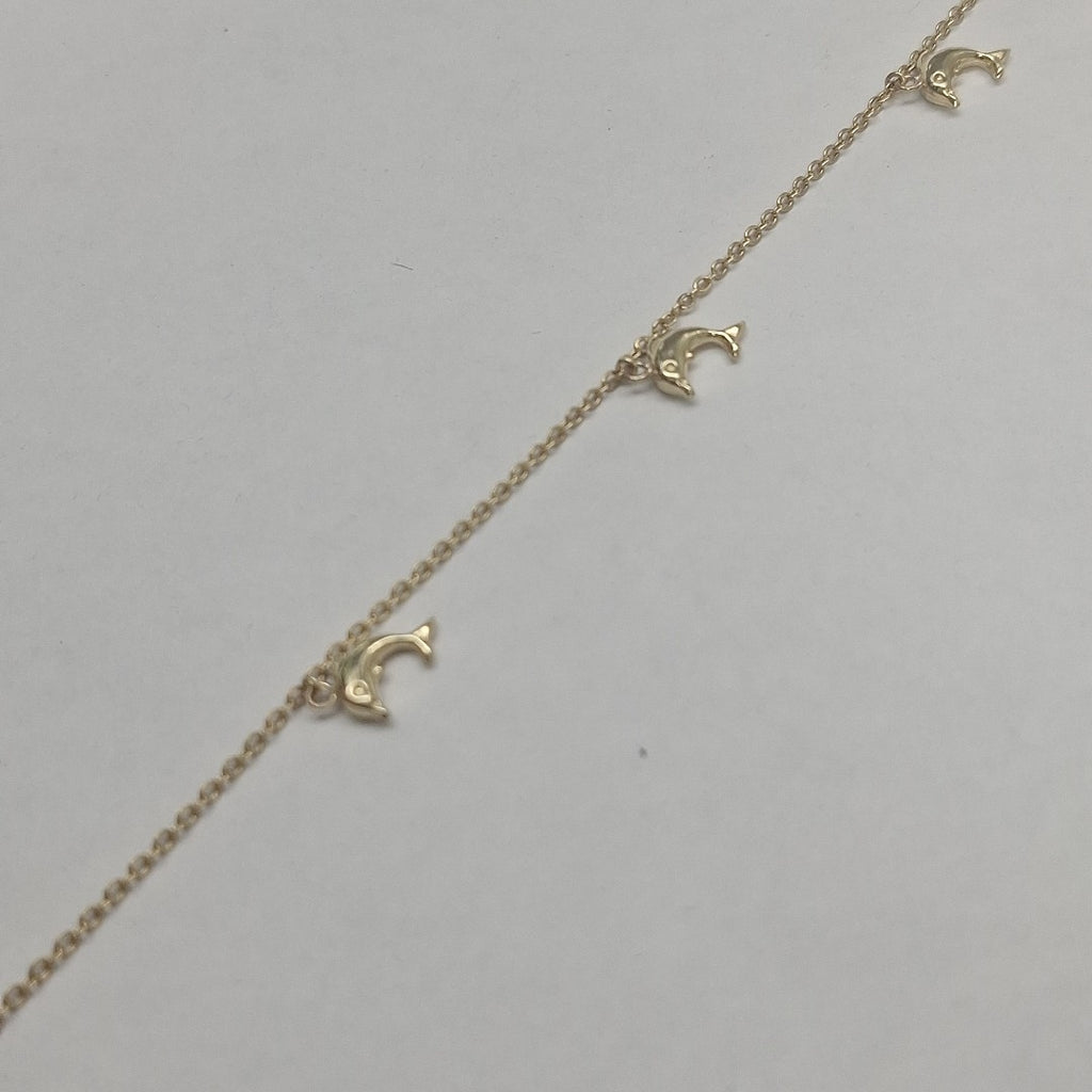 PULSERA ESPECIAL CON DIJES DELFINES 10K 18 CM 2 GR (NUEVO)