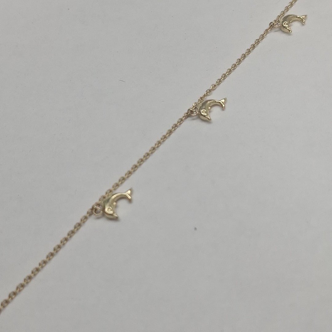 PULSERA ESPECIAL CON DIJES DELFINES 10K 18 CM 2 GR (NUEVO)