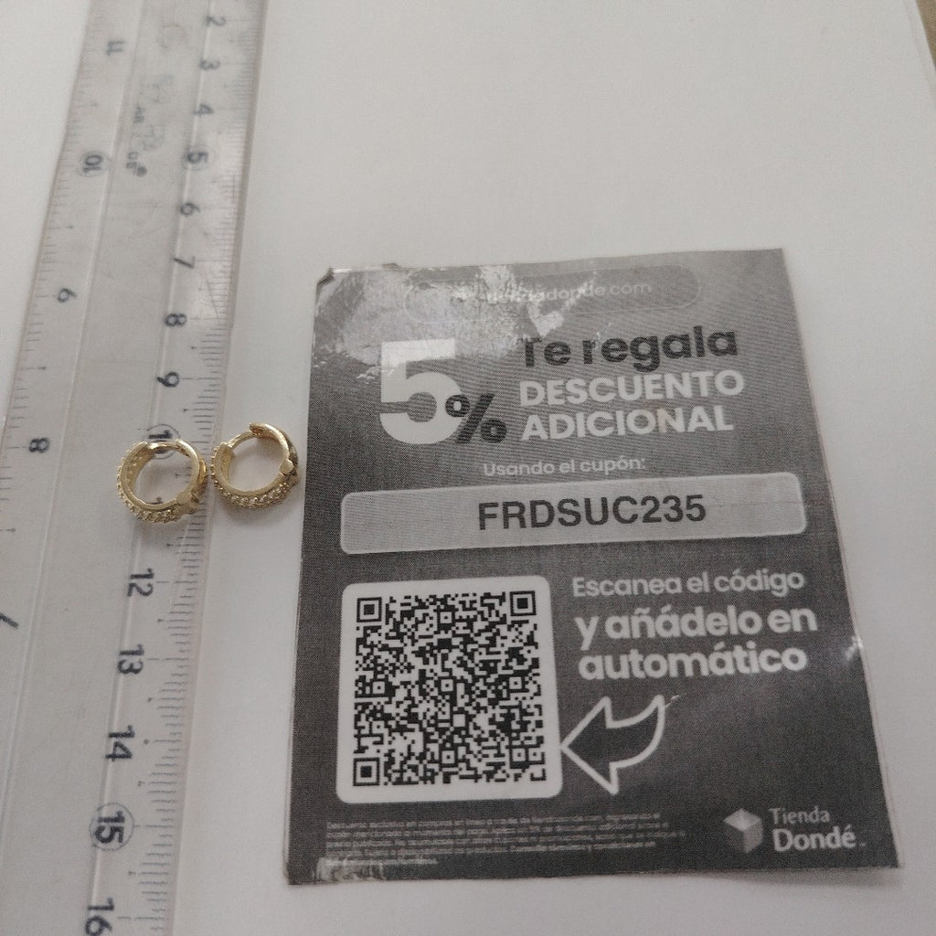 ARETES HUGGIE CON CIRCONIAS 14K 2.2 GR (NUEVO)