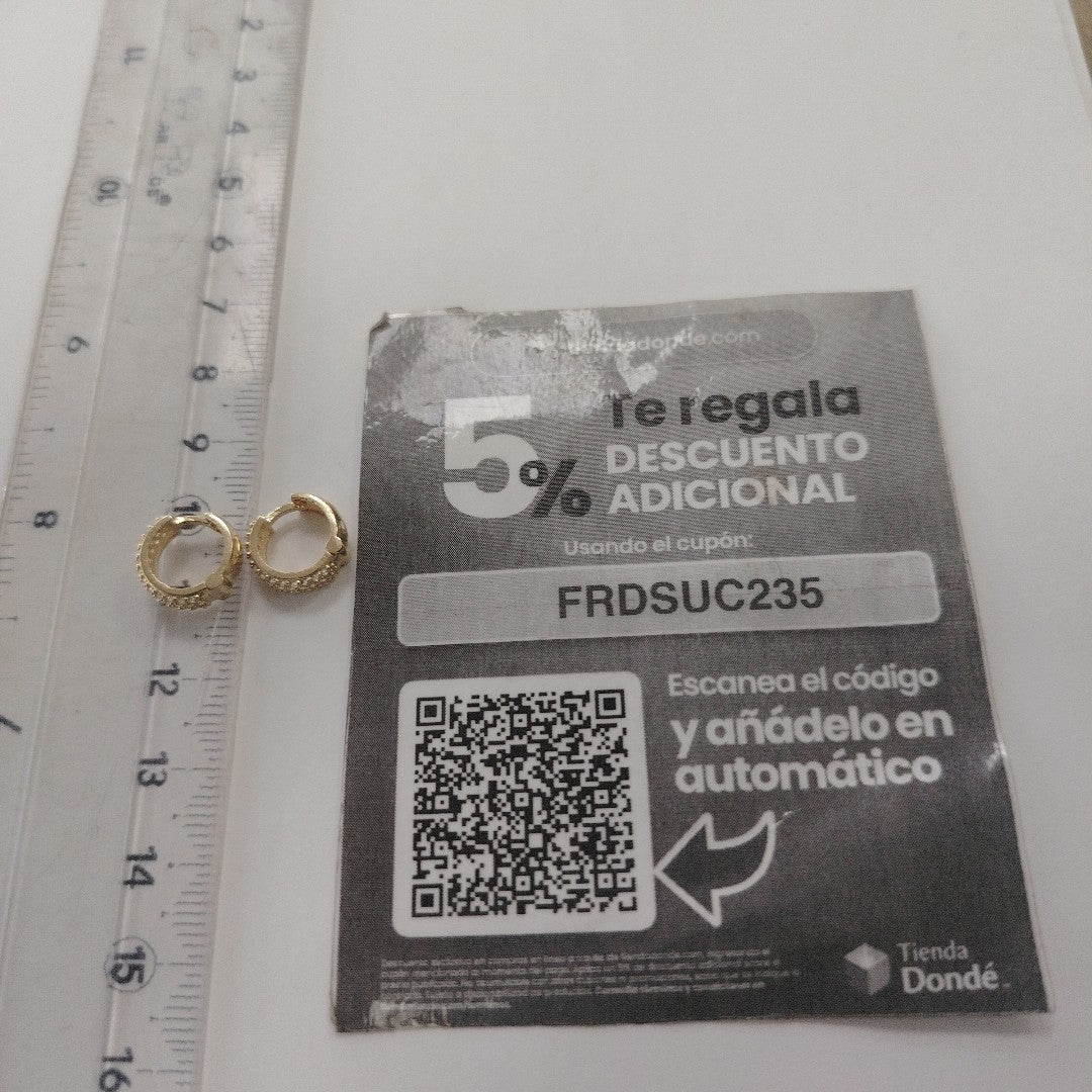 ARETES HUGGIE CON CIRCONIAS 14K 2.2 GR (NUEVO)
