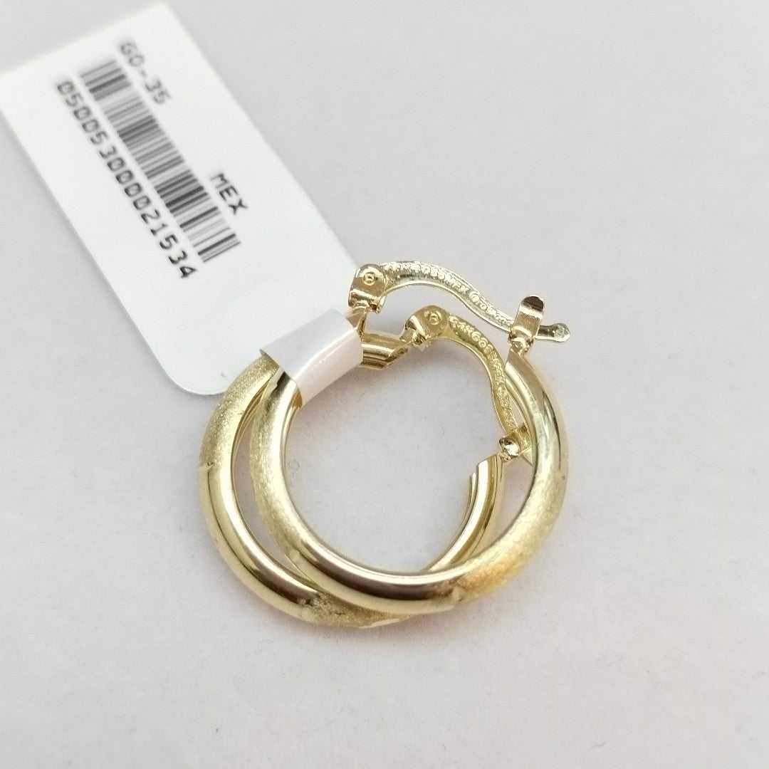 ARETES TEJIDO ARRACADA SATINADA 14K 2.5 GR (NUEVO)
