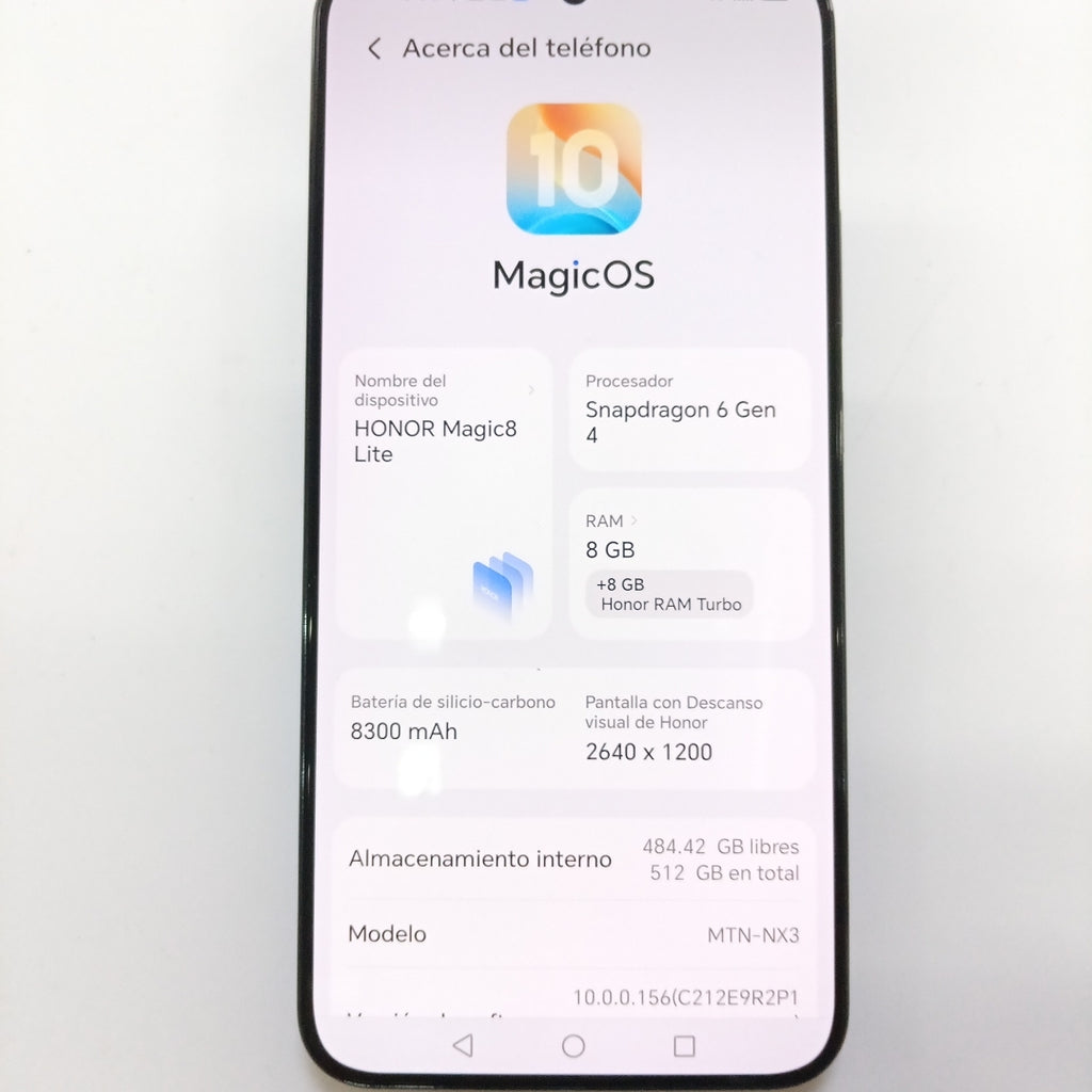 CELULAR HONOR MAGIC 8 LITE MTN-NX3 (2025) 512 GB 8 GB RAM (SEMINUEVO)