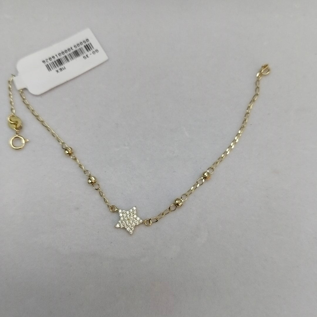 PULSERA ESPECIAL CON ESTRELLA Y CIRCONIAS 14K 18 CM 1.5 GR (NUEVO)