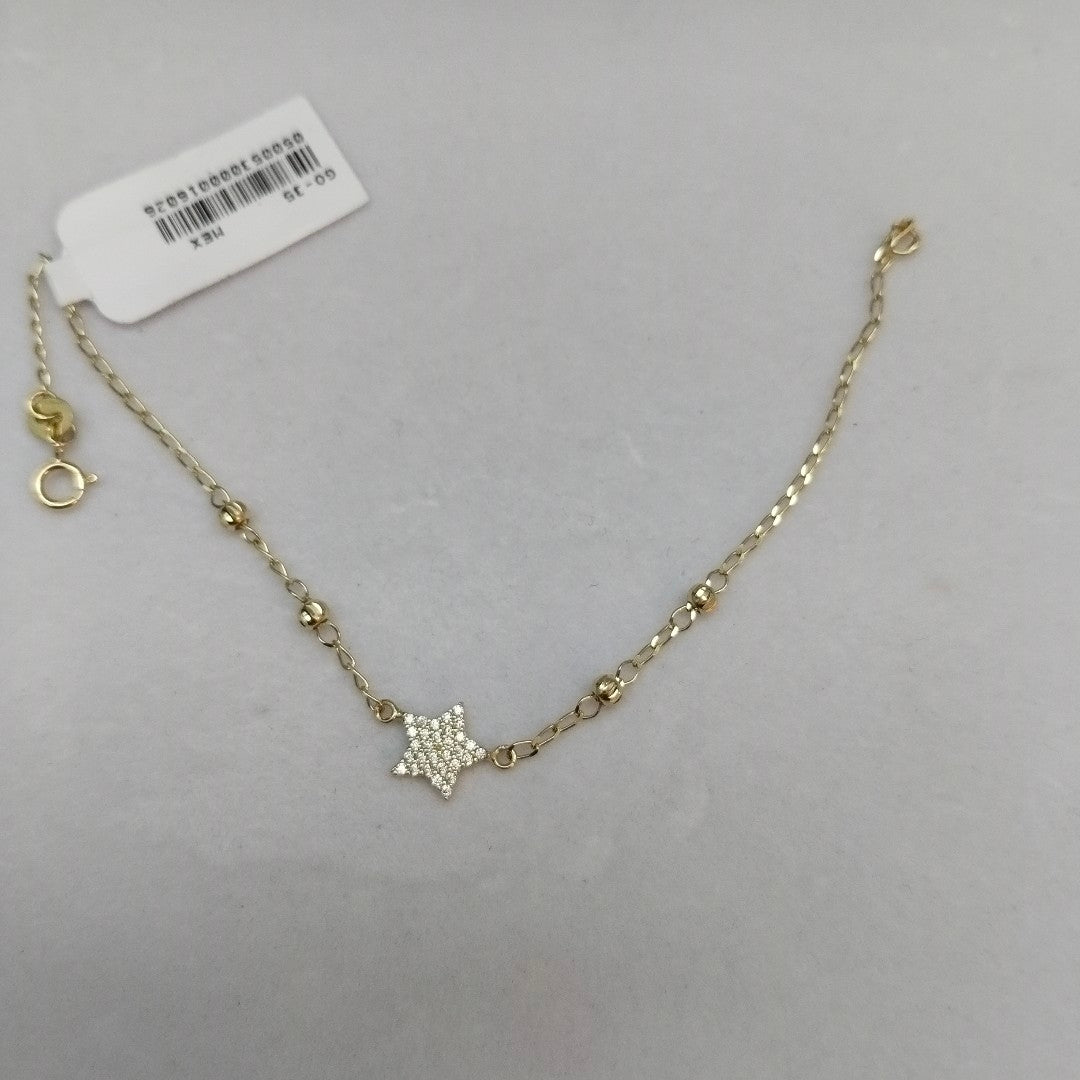 PULSERA ESPECIAL CON ESTRELLA Y CIRCONIAS 14K 18 CM 1.5 GR (NUEVO)
