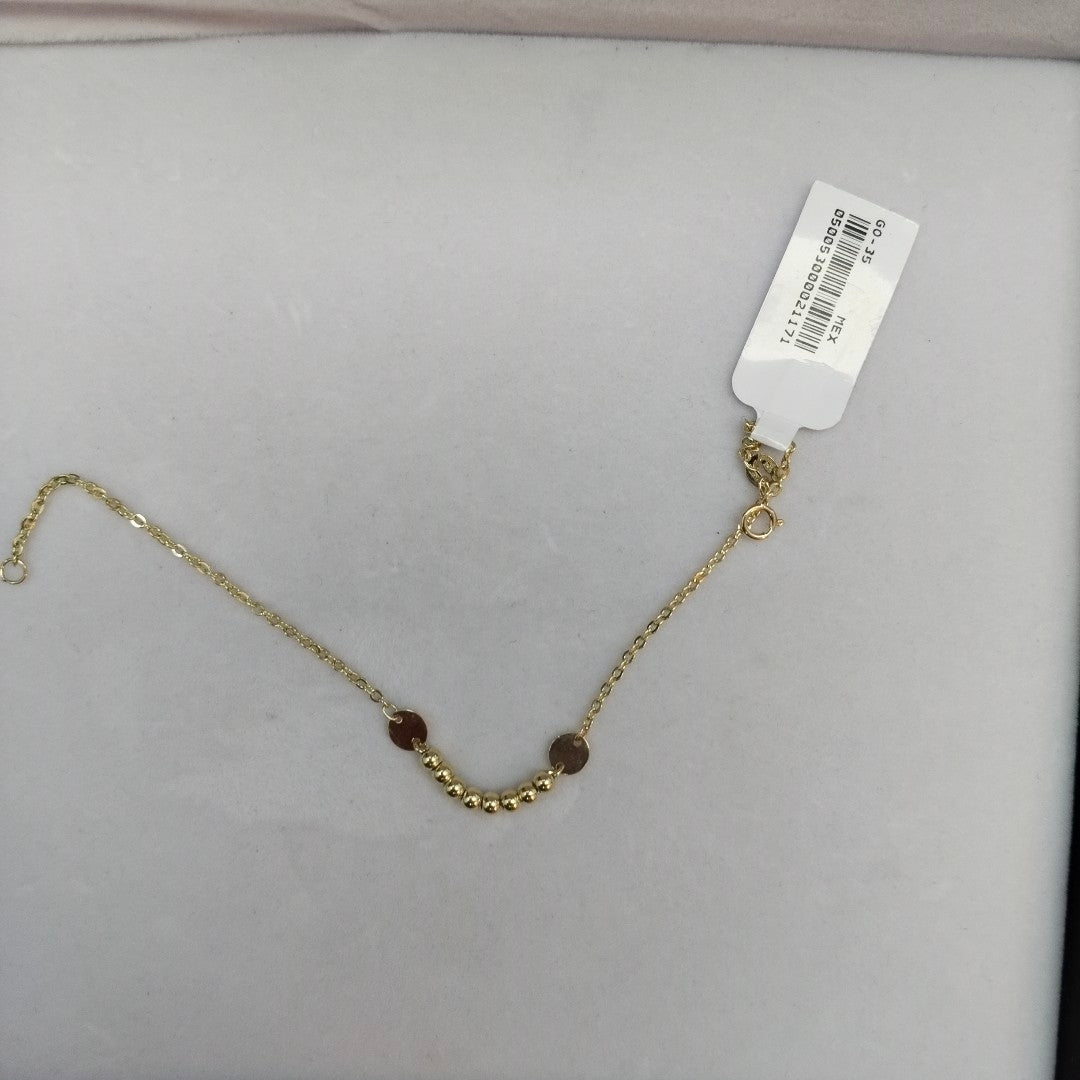 PULSERA TEJIDO ESPECIAL CON BOLITAS 14K 18 CM 1.8 GR (NUEVO)