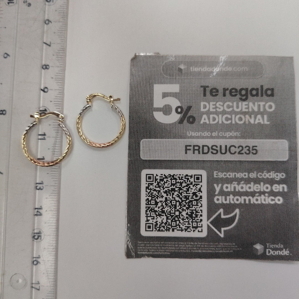 ARETES TEJIDO ARRACADAS TZL COMBINADAS 14K 1.8 GR (NUEVO)