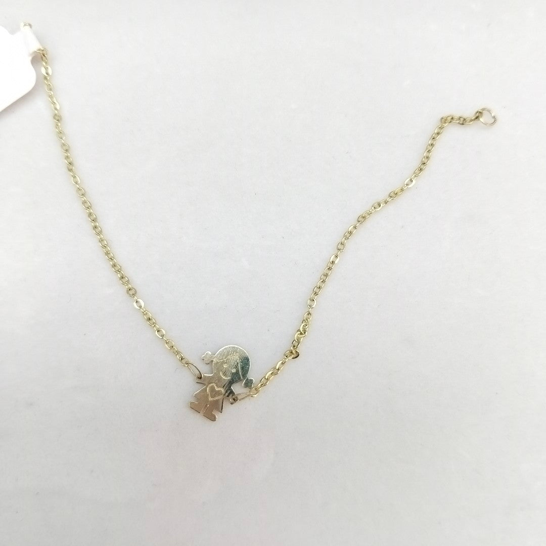 PULSERA ESP CON DIJE DE NIÑA 14K 18 CM 1.4 GR (NUEVO)