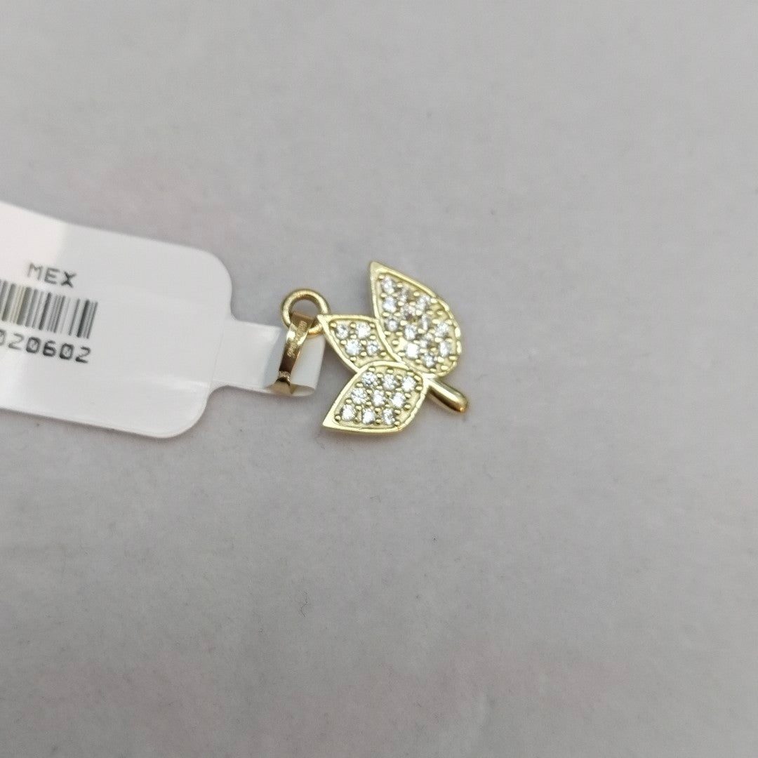DIJE TEJIDO HOJAS CON CIRCONIAS 14K 1 GR (NUEVO)