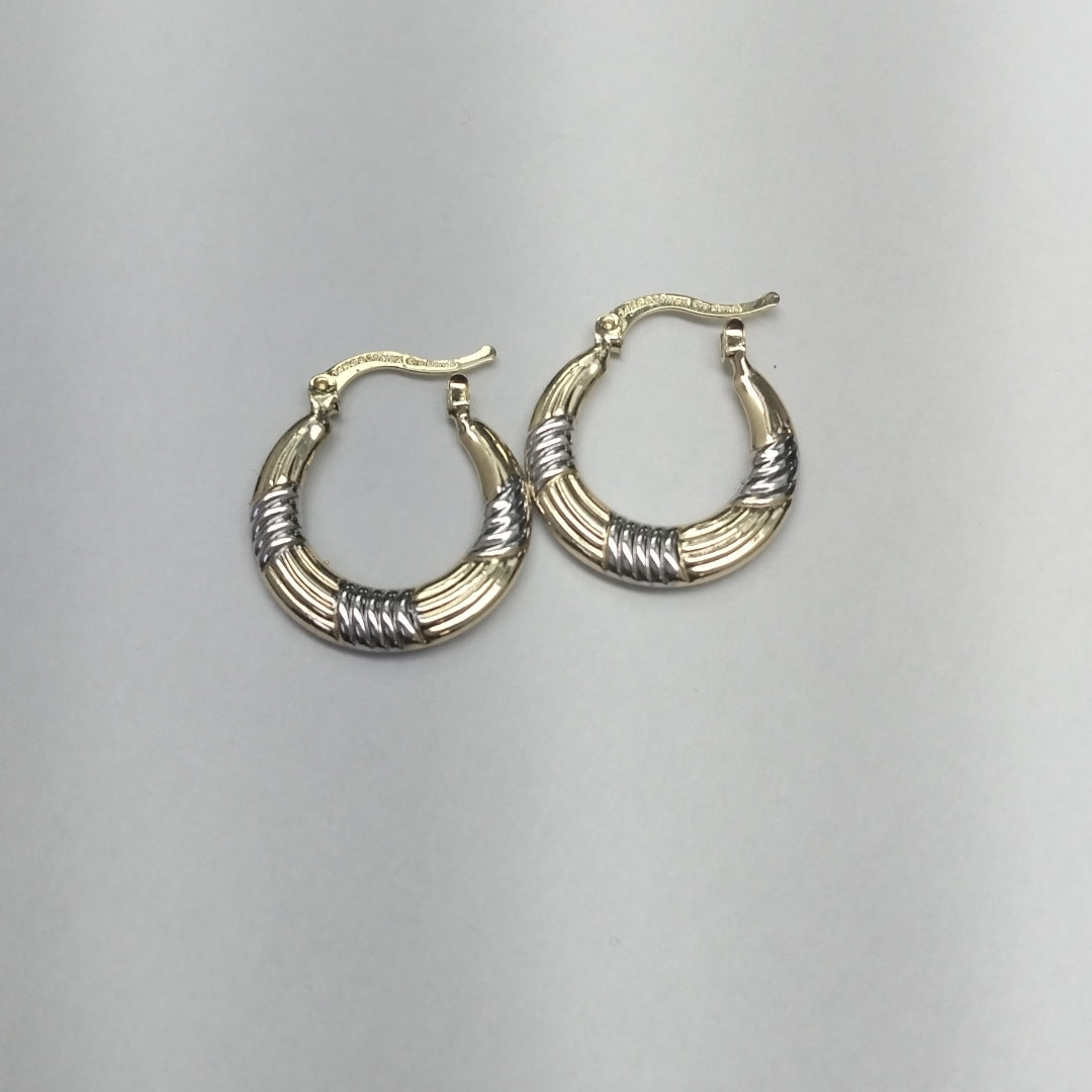 ARETES TEJIDO ARRACADAS COMBINADAS HUECAS 14K 2 GR (NUEVO)