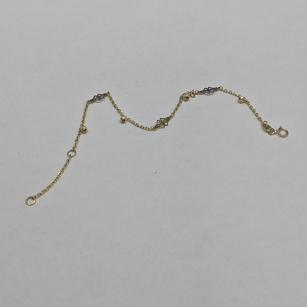 PULSERA ESPECIAL CON TREBOL 14K 18 CM 1.8 GR (NUEVO)