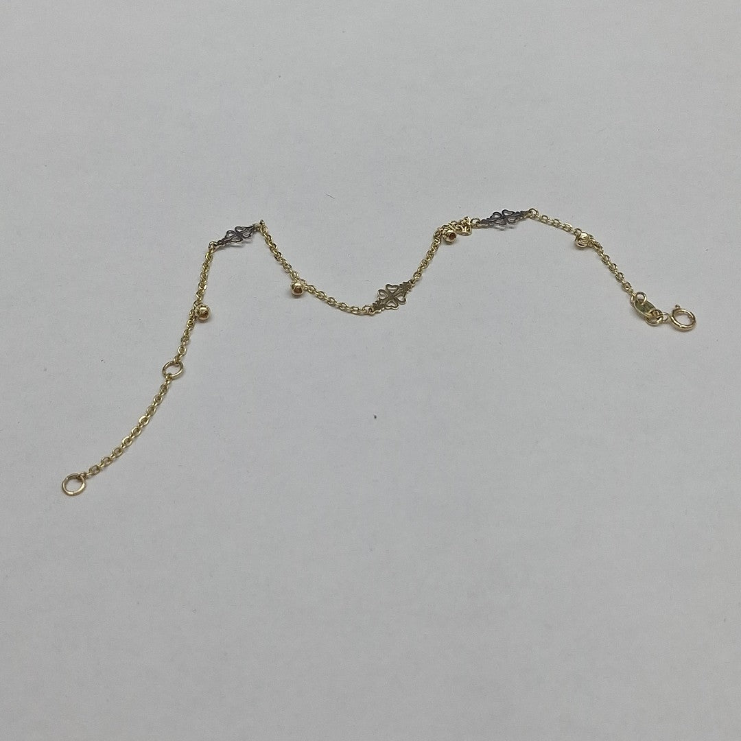 PULSERA ESPECIAL CON TREBOL 14K 18 CM 1.8 GR (NUEVO)