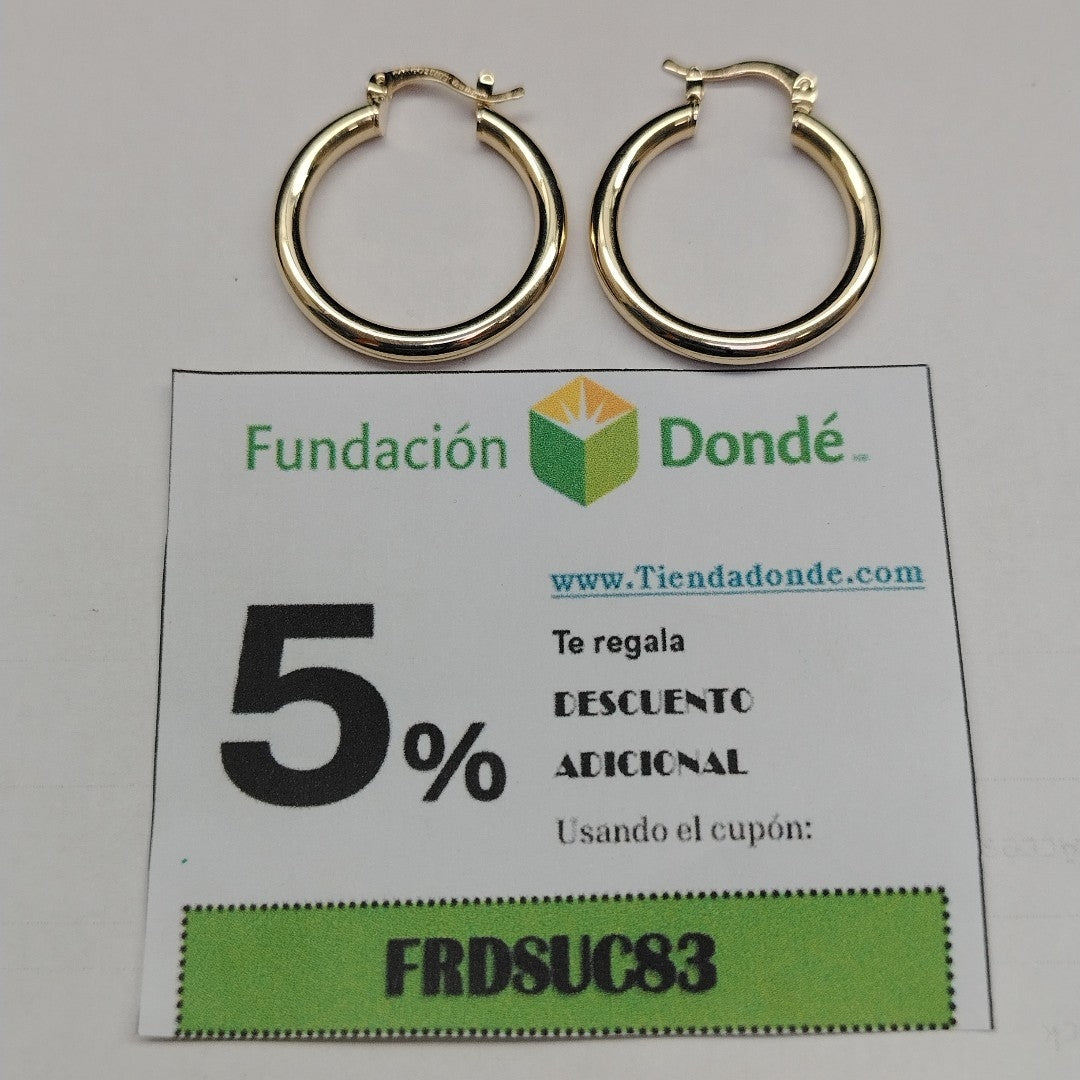 ARETES TEJIDO ARRACADAS LISAS HUECAS 14K 2.1 GR (NUEVO)