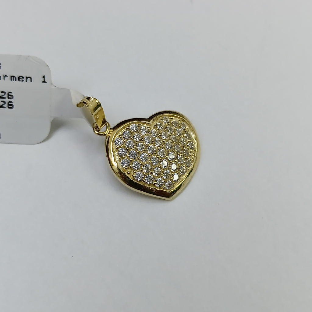 DIJE TEJIDO CORAZON CON CIRCONIAS 14K 1.7 GR (NUEVO)