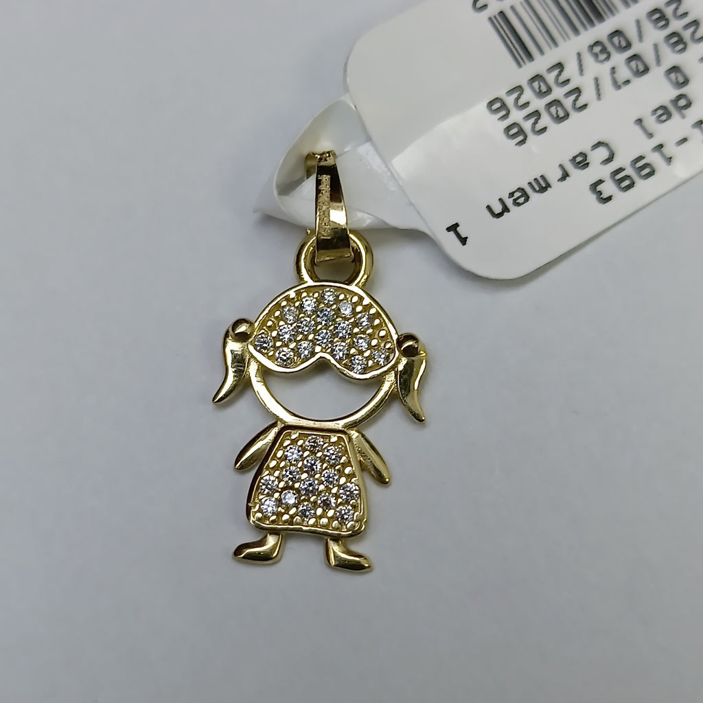 DIJE TEJIDO NIÑA CON CIRCONIAS 14K 0.9 GR (NUEVO)