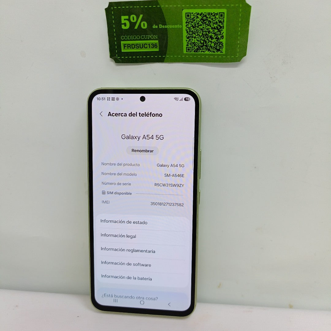 CELULAR SAMSUNG GALAXY A54 5G SM-A546E 128 GB 8 GB RAM (SEMINUEVO)