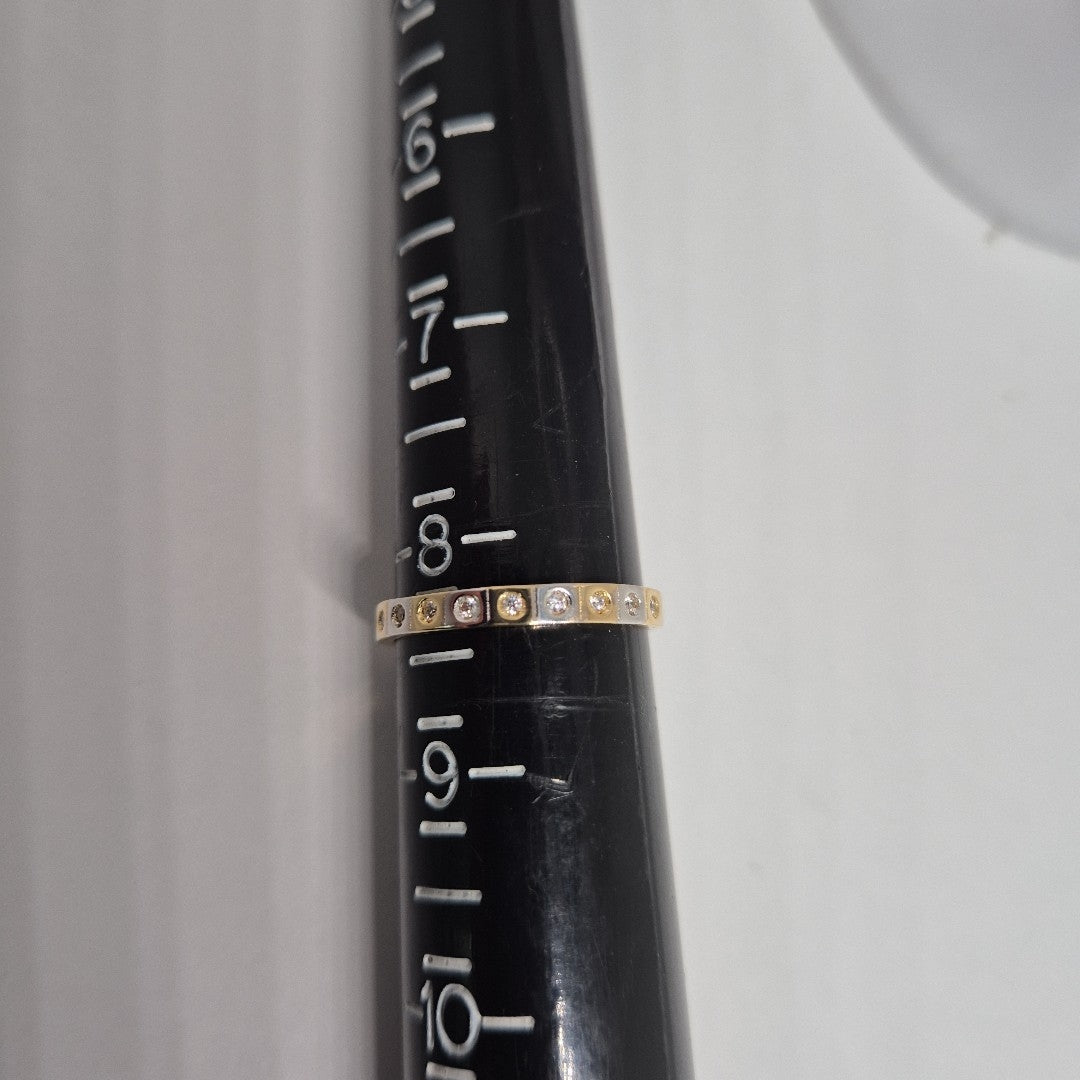 ANILLO ANILLITO C CIRCONIAS COMBINADO 14K 8 TALLA 2 GR (NUEVO)