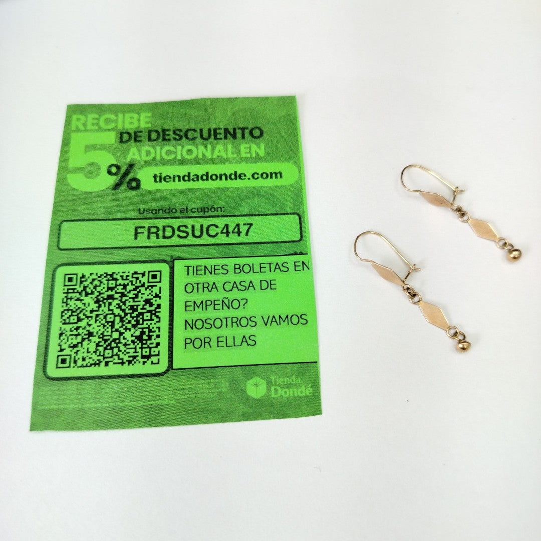 ARETES PAR ORO 8 K 1.2 GRMS (SEMINUEVO)