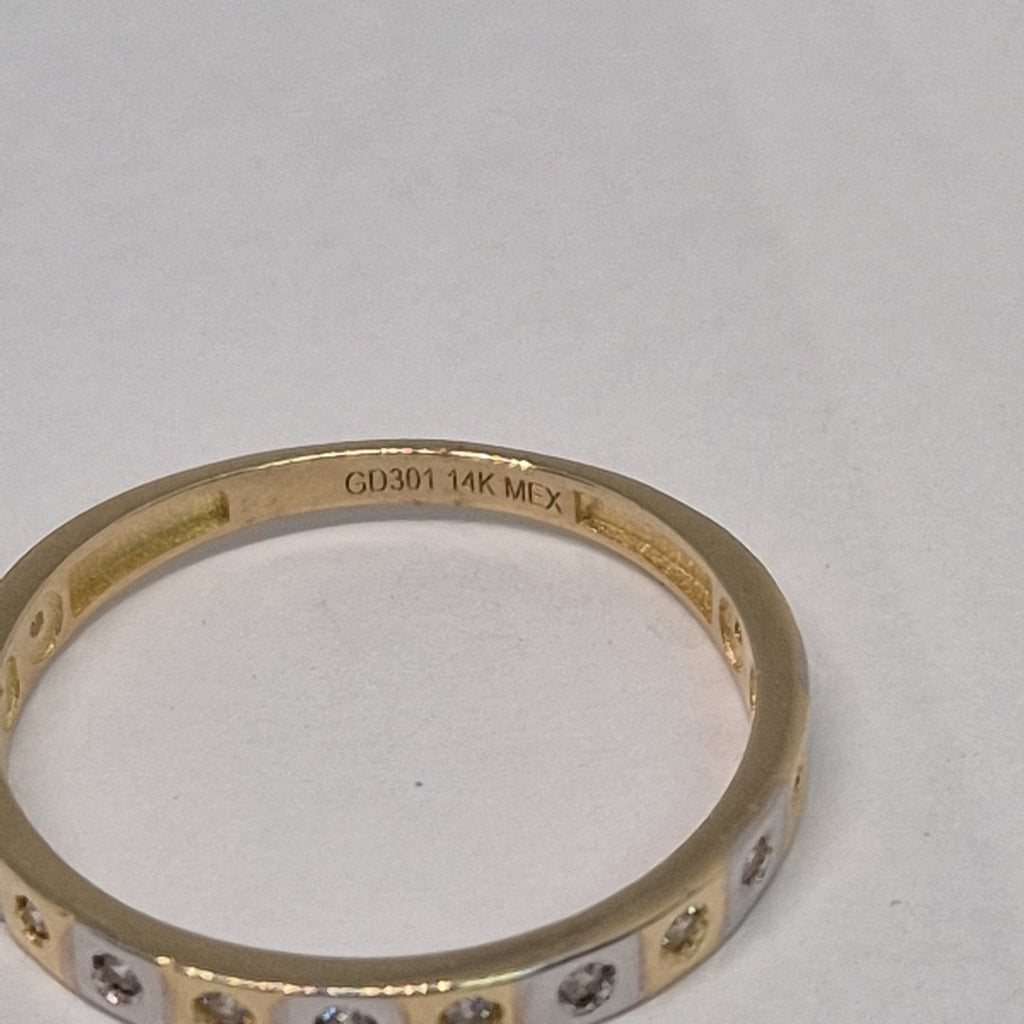 ANILLO ANILLITO C CIRCONIAS COMBINADO 14K 9 TALLA 2.1 GR (NUEVO)