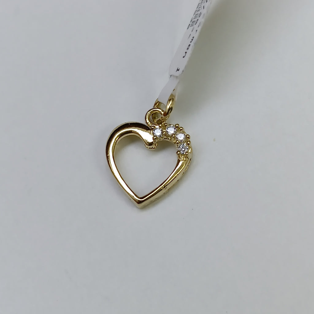 DIJE CORAZON CON CIRCONIAS 14K 1.4 GR (NUEVO)