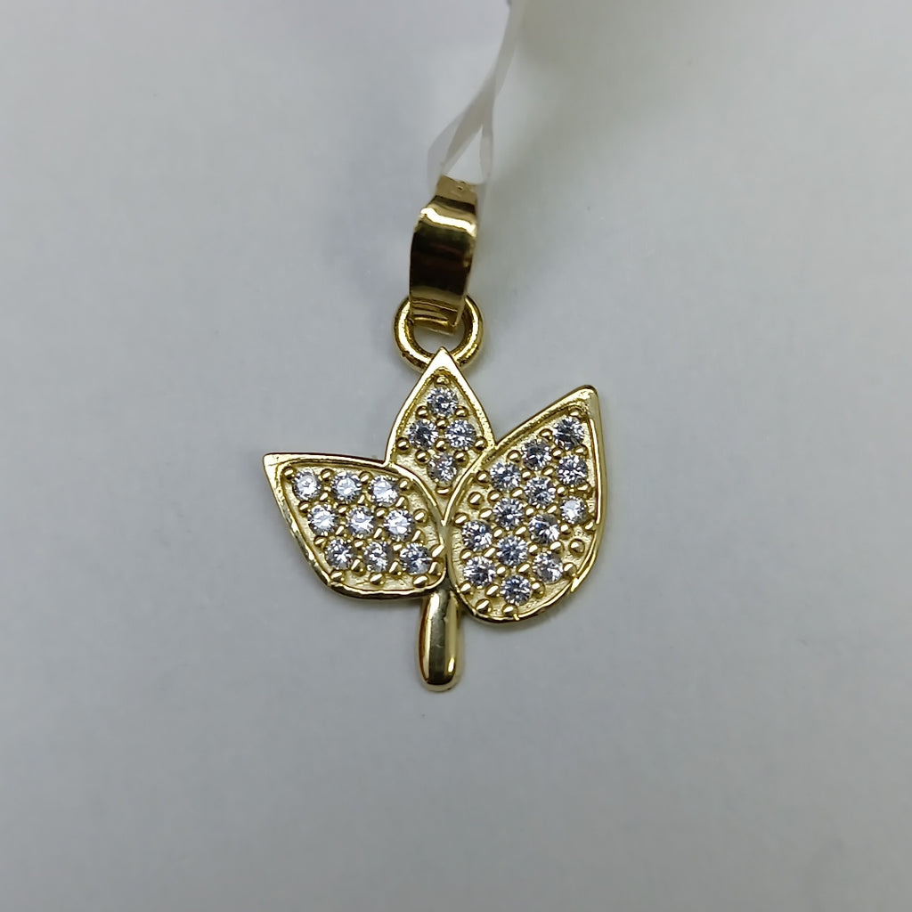 DIJE TEJIDO HOJAS CON CIRCONIAS 14K 1 GR (NUEVO)