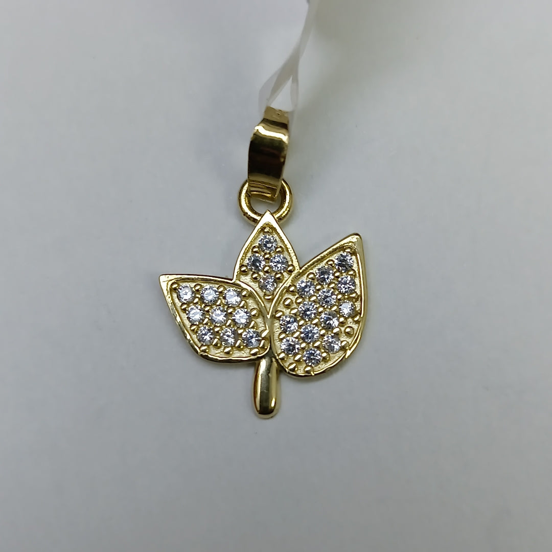 DIJE TEJIDO HOJAS CON CIRCONIAS 14K 1 GR (NUEVO)