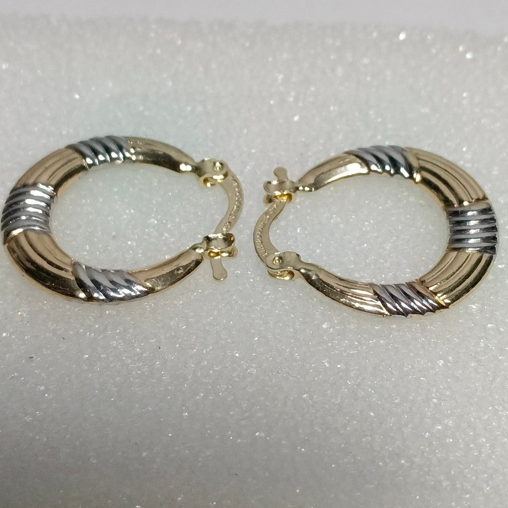 ARETES TEJIDO ARRACADAS COMBINADAS HUECAS 14K 2 GR (NUEVO)